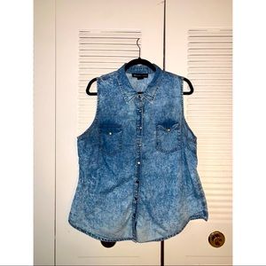 Acid Wash Denim Vest snap buttons